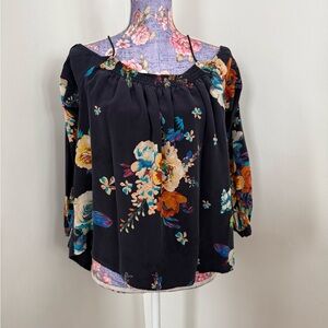 Maeve Black Floral Blouse